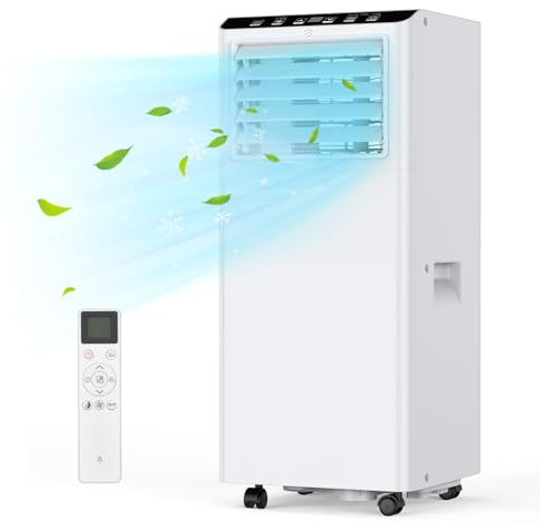 GarveeMore 7000 BTU Mobile Klimaanlage, KüHlen, Entfeuchten, 2 Stufen LüFter, Leiser Schlafmodus + Fensterabdichtung & Abluftschlauch, Ideal für Haus/BüRo