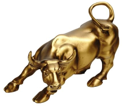 Wall-Street-Bull-Statue, Kunstharz, goldener Stier, Börsenmarkt-Maskottchen, Skulptur, nordische Tierfigur, Desktop-Stier-Ornament für Zuhause und Büro