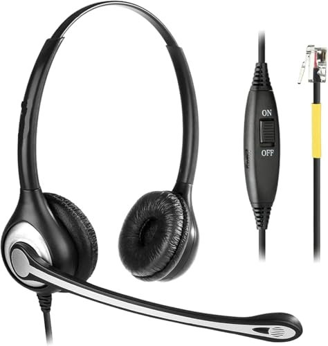 Telephone Headset with Microphone Noise Cancelling, RJ9 Office Phone Headset Compatible with Yealink T19P T21P T23G T41S T42S T46S Avaya 1608 9608 9611G Grandstream GXP1620 1630 Snom Panasonic