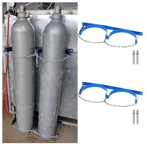 ZOCWJK 2 Pack Dual Wall Mount Cylinder Holder, Commercial Gas Bottle Bracket for Laboratory/Schools/Factories, Oxygen Tank Mounting Bracket(2 Set-2 Bottles
