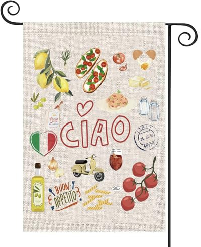 Bandiera della casa dell'Italia Ciao, decorazione per portico per esterni, decorazione per la casa italiana La Dolce Vita Camper Bandiera Italia Europa viaggio regalo (bandiera Ciao)