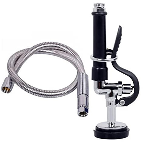 Pre Rinse Spray Head Set with Hose, High Pressure Pull Down Swivel Sink Sprayer Head Valve Replacement Part, Pre Rinse Sprayer Faucet Accessories for Commercial Kitchen Taps