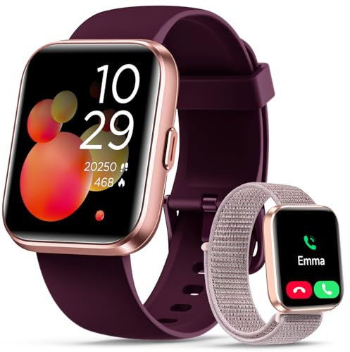 Quican Smart Watches for Women, Answer/Make Calls, Alexa Built-in,1.85 HD | Smart Watch for Android Phones & iPhone, 120+ Sport Modes Fitness Watch Tracker, Heart Rate/SpO2/Sleep Monitor, 3ATM,2 Straps