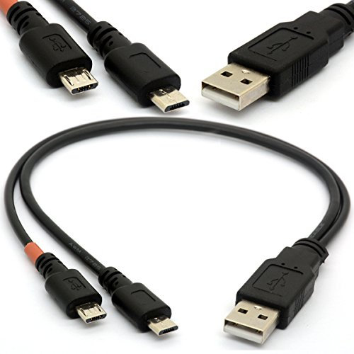 Tomost Câble micro USB Y Splitter USB 2.0 A vers double micro B Puissance Enhancer hub adaptateur 1 mâle vers 2 Mâle Android extension Code synchroniser et recharger deux appareils en même temps