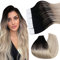 Ugeat Extensions Echthaar Tape 55cm Schwarz Ombre Haarextensions Tape in Extensions Echthaar Balayage Aschblond mit Platinblond 50g für Mädchen 20 Stück #1B/18/60