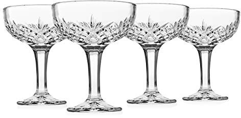 Godinger Champagne Glasses, Champagne Glass Set, Coupes Barware Glasses - Set of 4, 6oz., Dublin Crystal Collection