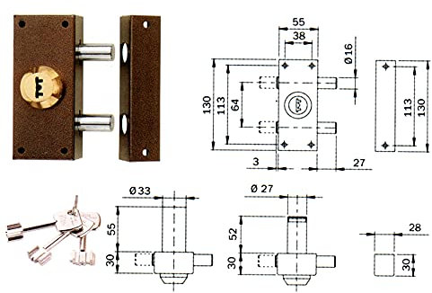 Iseo Serratura Dev Vis Lat Pomp MM60 Ottone Metallo