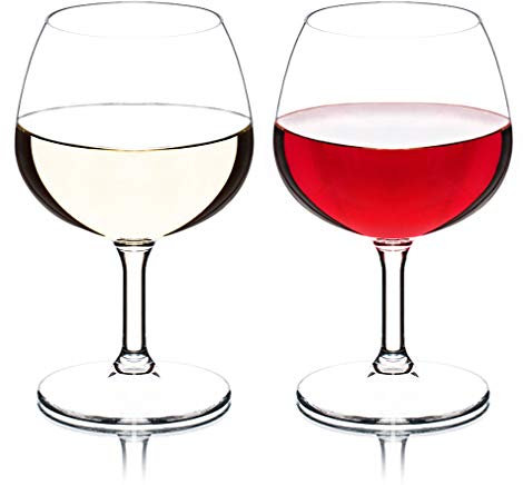 MICHLEY Unzerbrechliche Stielweingläser, 100 % Tritan-Kunststoff, kleine Schniftergläser, BPA-frei & spülmaschinenfest, Recycling-Weingläser für Party, Camping, Hochzeit Antik set of 2 8.8 oz