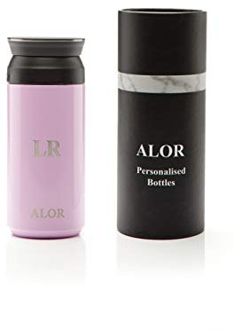 ALOR Insulated Pink Personalised Coffee Cup 350ml Leak Proof **Free Personalisation & Gift Box**