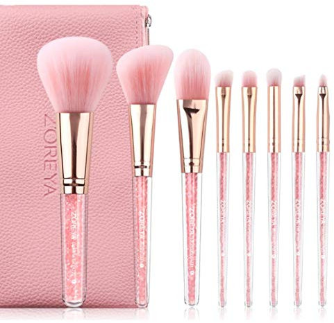 8PCS Rosa Kristall Make-Up Pinsel Set Glitzer-Make-Up Pinsel Kit Weiche Verfassungs-Synthetische Haar-Bürsten-Foundation Concealer Blusher Multifunktionale Kosmetik Tool Kit