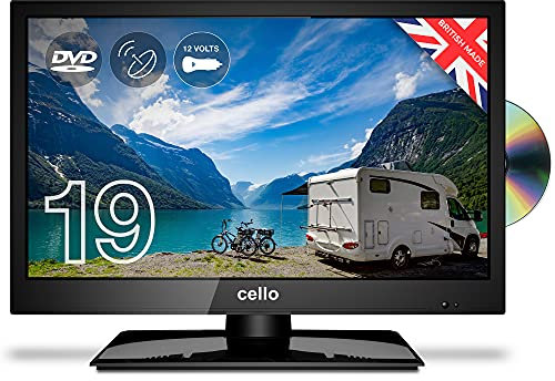 Cello ZSF0291 12 volt 19 inch LED TV Built in DVD Freeview HD with Satellite Receiver DVB-S2 with HDMI and USB for recording from Live TV, Made In The UK