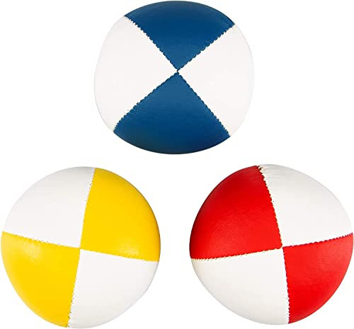 Lot de 3 balles de jonglage Bicolores Diabolo Premium Soft - 67mm Ø ✓ Hydrofuge ✓ Simili Cuir Souple I Set de jonglage pour Jeunes et Adultes