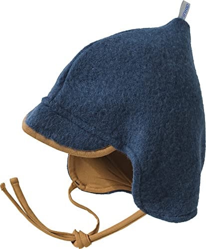 Finkid Popi Wool Blau - Vielseitige warme Kinder Wollfleece Zipfelmütze, Größe S - Farbe Navy