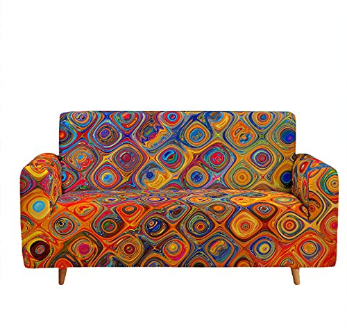 HOSIMA Marca Tienda de Elástica Textiles para el Hogar Serie para sofá retro Modelo indio funda para sofá de 3 plazas (3 plazas (190-230 cm), SFW043)