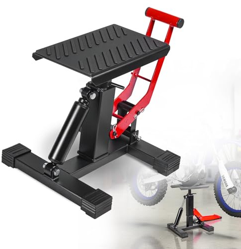 Adjustable Dirt Bike Stand & Powersport Jack 1000LBS Capacity, Heavy Duty Hydraulic Motorcycle Lift Stand & Center Stand for Maintenance
