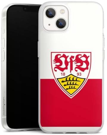 Silikon Hülle kompatibel mit Apple iPhone 13 Case transparent Handyhülle VfB Stuttgart Offizielles Lizenzprodukt Logo