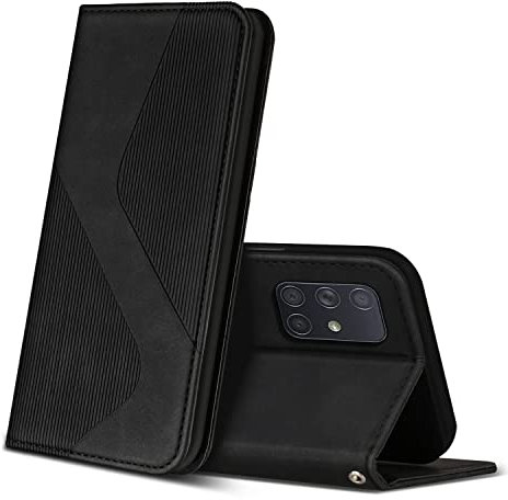 ZONNAVI Hülle für Samsung Galaxy A71, PU Leder Handyhülle mit Kartenfächer und Standfunktion, Lederhülle Flip Wallet Case Schutzhülle für Samsung Galaxy A71 (Schwarz)