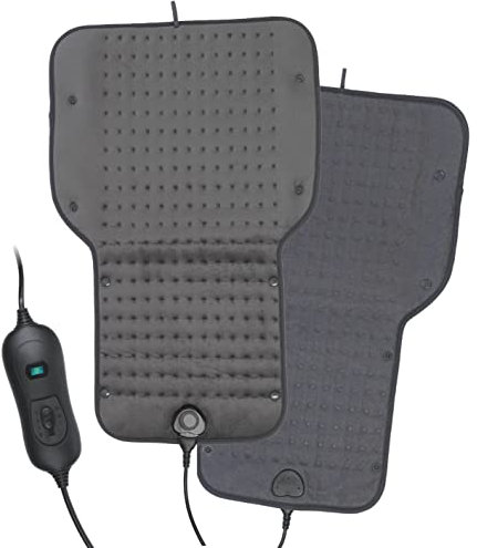 MAXXMEE Elektrischer Fußwärmer - Fußheizung | Faltbares Wärmekissen - Variabeler Fuß- & Körperwärmer | Sichere durch Abschaltautomatik nach 90 Minuten | Fernbedienung mit 3 Leistungsstufen [grau]