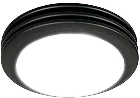 Akicon Ultra Quiet Bathroom Exhaust Fan with LED Light 80CFM 2.0 Sones Round Bathroom Ventilation Fan with Frosted Glass Cover Matte Black Finish (Matte Black)