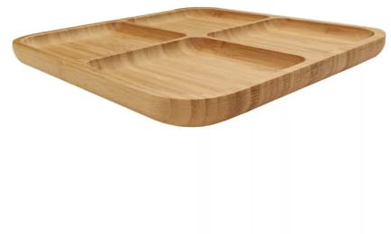 Piatto da portata in legno per snack e frutta secca, con scomparti (quadrato con 4 scomparti)