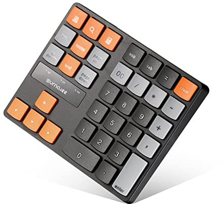 SurnQiee Bluetooth-Nummernblock, kabelloser Nummernblock, 35 Tasten, Finanzbuchhaltung, wiederaufladbare Nummern-Tastatur für Laptop, Desktop, PC, Notebook