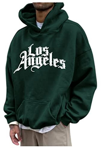 Hoodie Herren,Pullover Herren LOS Angeles Langarm Hoodie mit Kapuze Tasche Oversize Kapuzenpullover Casual Sport Fitness Winter Sweatshirt Kapuzenjacke Kapuzenpulli Pulli Sweatjacke