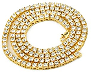 Stfery Collier Strass Rap, Collier Homme Punk Alliage Chaîne de Boîte Bijoux pour Femme Cadeau Anniversaire