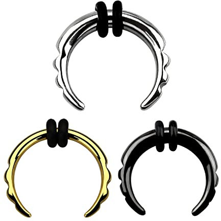 1,6 mm - 3 mm Dehnsichel Pincher Dehnstab Septum Nase Nose Expander Wellen Silber 3 mm * 10 mm