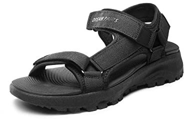 DREAM PAIRS Sandali Sportivi Piatti Donna Estate Leggere Scarpe da Spiaggia Sandali da Trekking Comodi e Casual Donna,Size 40,Tutto Nero,SDSA2320W-E
