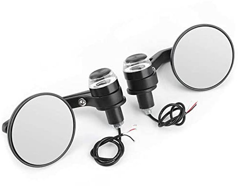 Seitenspiegel Zubehör 2pcs 22mm Lenkerende Runde Rückspiegel Blinker Licht Motorrad Universal Motorrad Lenker Spiegel