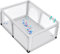 GOPLUS Baby Laufstall mit 50 Spielbällen, Krabbelgitter für Kleinkinder & Säulinge, stabiler Laufgitterzelt mit atmungsaktivem Netz, Reisebett mit Tür und Reißverschluss, mehrfarbig (120x190cm, Grau)