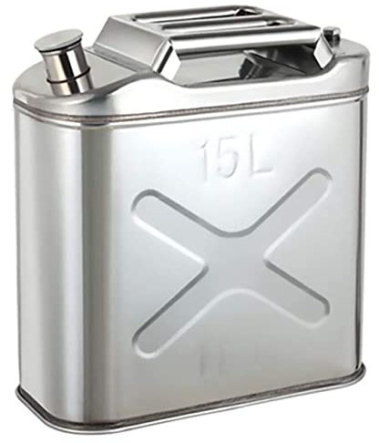 CORGLI 5L/10L/15L/20L Carburant Essence Essence Diesel Gaz Bidons Réservoir Conteneur De Sauvegarde, 201 Acier Inoxydable Jerry Can pour Moto Automobiles Tondeuse À Gazon Bateau Camping,15L