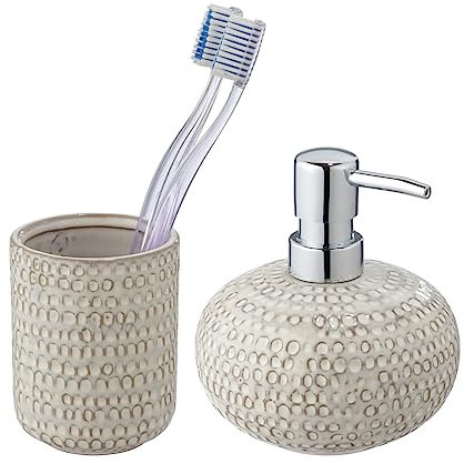 WENKO Waschtisch-Set Pergole, 2-teilig aus Keramik Beige - Creme