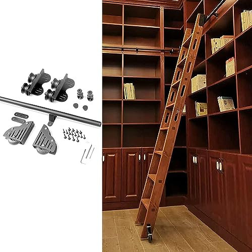 3.3ft- 20ft Kit Hardware Scala A Scomparsa A Scomparsa (Senza Scala), Kit Hardware Scala Scorrevole Biblioteca Binario Rotondo/binario Per Casa/Interno/Loft, Con Ruote A Rulli Da P