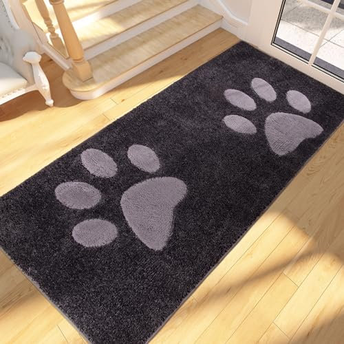 FCSDETAIL Schmutzfangmatte waschbar 80 x 178 cm, Fußmatte Innen, absorbierend Fussmatte, rutschfeste Sauberlaufmatte, wasserdicht Teppich für Hund, Eingang, nasse Pfoten