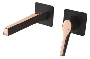 Bath and Basin Taps All-Copper in-Wall Waterfall Bathtub Faucet Hot and Cold Embedded Box Concealed Embedded Wash Basin White Rose Gold Basin Faucet Black + Rose Gold
