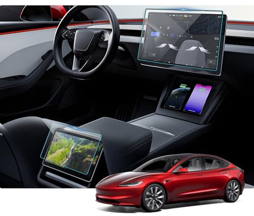 BIBIBO Displayschutzfolie für Tesla Model 3 Highland 2024, 15,4 Navigation + 8 Touchscreen Hinten Schutzfolie, Panzerglasfolie Displayschutz, 9H Gehärtete Glasfolie, Navigation Schutzfolie