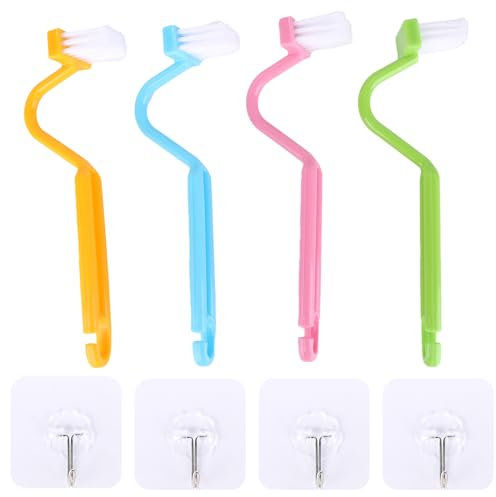 PZJFH 4 Pièces Brosse Toilette, Brosse WC Plastique Incurvée, V Type Brosse de Nettoyage des Coins Courbé, Brosse Toilettes WC pour Toilettes Cuisine Évier Coin Rim Nettoyage
