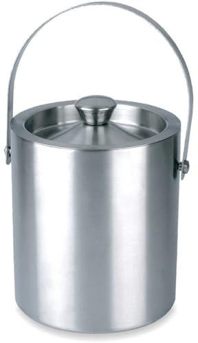 Cubitera 2 Litros Acero Inoxidable Silvano, Tapa Hermética y Pinza para Hielo, Doble Pared Aislante Térmico, Cubitera Refrigerada Botellas para Fiestas y Bares, Ice Maker, Accesorios Coctelería