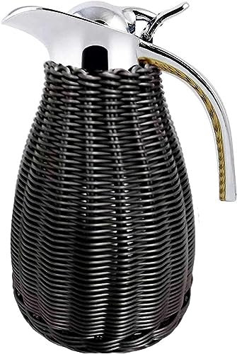 Generic Carafes isothermes pour conserver le café au froid pendant 24 heures – 1,5 l – Thermos isotherme en acier inoxydable avec corps en rotin tissé