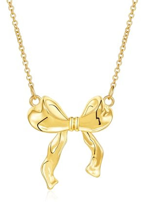 Rajputana Gold Schleifen Halskette Damen Goldene Kette mit Schleife Anhänger Schmuck Frauen Mädchen Bow Necklace Women Vergoldet