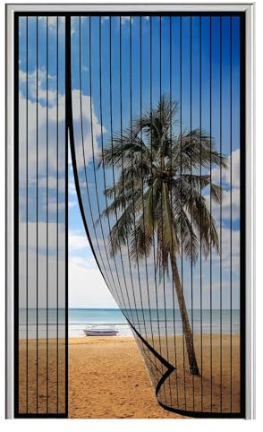 Zanzariera Magnetica, Zanzariere Magnetiche Per Porte finestre, Chiusura Automatica Elegante Zanzariera Porta per Casa Ufficio Nero,110x270cm