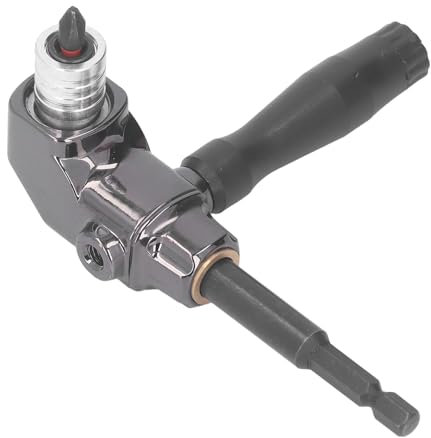 Uadme Winkelschrauber, Rechtwinkliger Bohreradapter mit um 90° Abgewinkeltem Kopf, Winkelschraubvorsatz aus Aluminiumlegierung mit ABS Griff für Bohrmaschinen, Elektrowerkzeuge