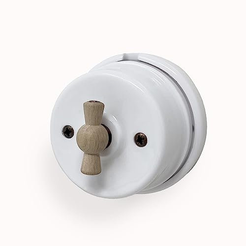 INTERRUPTOR/DESVIADOR DE PORCELANA/CERÁMICA MANDO DE ASOLA DE MADERA