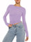 OYIGELZ Damen Langarmshirt Rundhals Slim Fit Y2K Oberteile Klassischer Basic Crop Tops Casual Streetwear t Shirt(HellLila-06,XL)