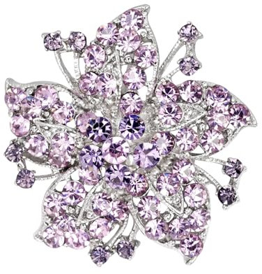 Wilitto Spilla da donna per banchetto, in lega, a forma di fiore, con strass, decorazione antiscivolo, per borsa a tracolla, cappotto, colletto, sciarpa, decorazione per vestiti, Metallo, Pietra