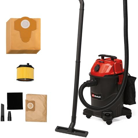 Einhell Nass-Trockensauger TC-VC 1825 A (1.250 Watt, 180 mbar Saugleistung, Automatiksteckdose, 25 L Auffangbehälter, Tragegriff, inkl. Düsen, Filter und 6X Schmutzfangsack)