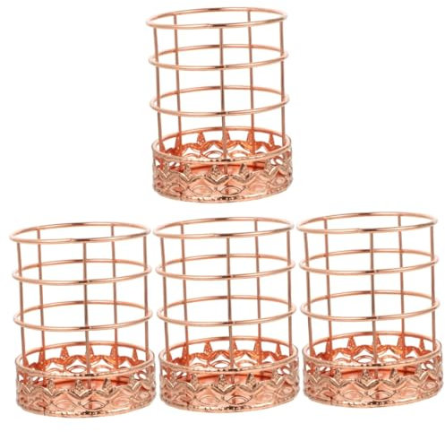 COHEALI 4 Pièces Porte-stylo En or Rose Organisateurs De Bureau Pots à Stylos Pour Bureau Fournitures De Bureau Organisateur De Stylo De Bureau Pot à Crayons Stylo Seau Rose Gold Fer Forgé