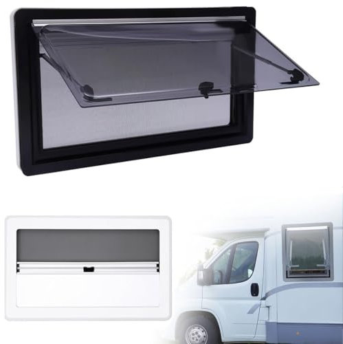 Fenêtre latérale de caravane - Ouverture push-pull - Avec moustiquaire - Brise-vue - Store occultant - Pour camping-car, caravane et camping-car,900*500mm