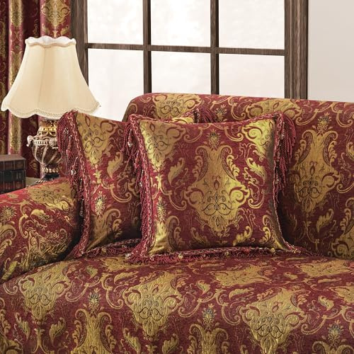 TOPLUXE Kissenbezug 45x45 cm Zierkissenbezug Jacquard-Kissenbezug mit Reißverschluss Dekokissenbezug Sofakissen Couchkissen für Sofa Schlafzimmer Wohnzimmer 1er (Rot)